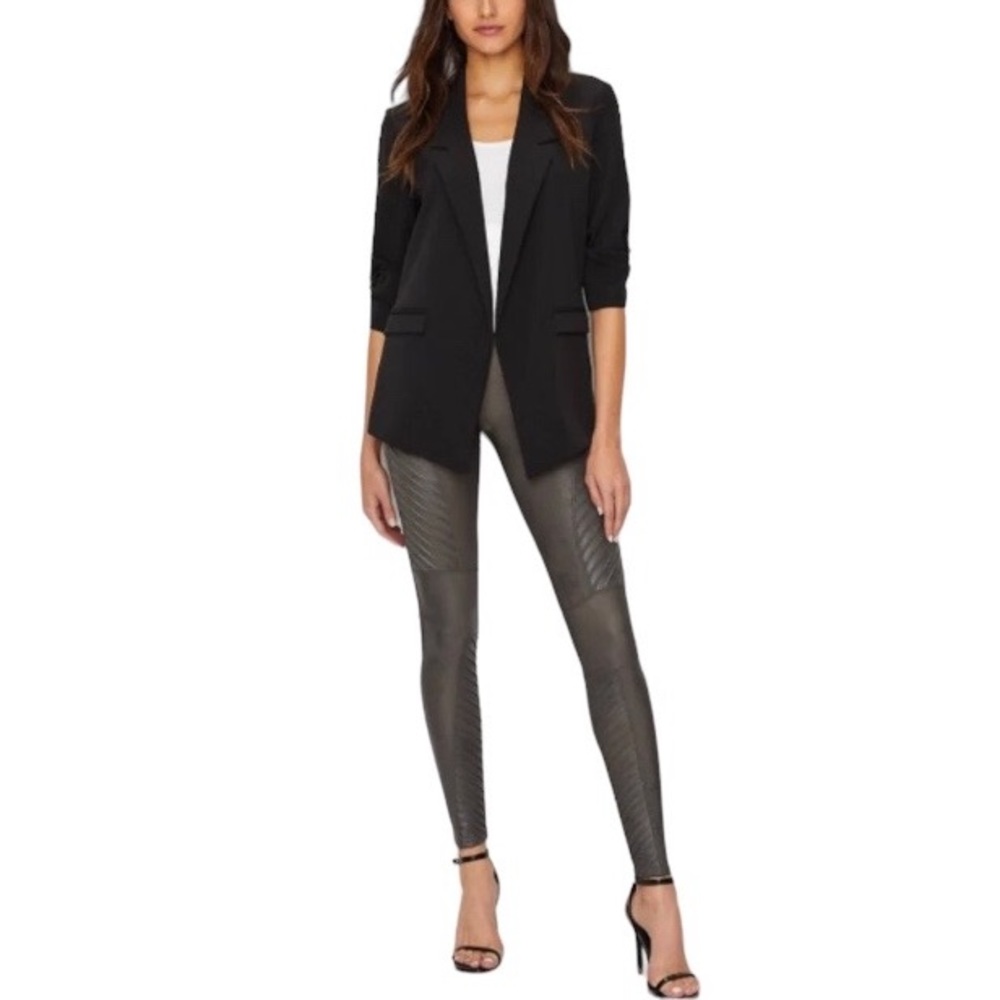 Spanx Faux Leather Gunmetal Moto Leggings
